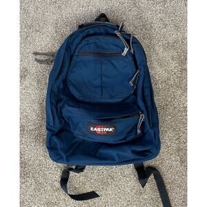 VTG 90s Eastpak USA nylon canvas navy blue backpack bookbag